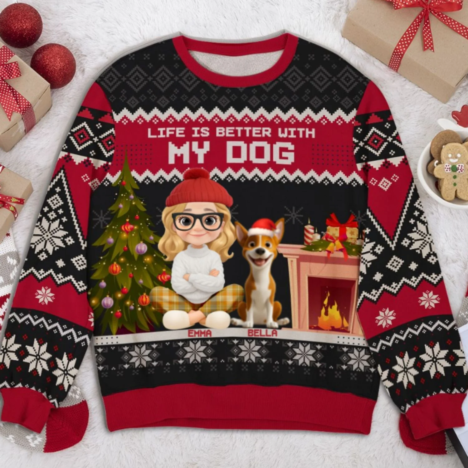 Chistmas Is Better With My Dogs - Personalized Custom All-Over-Print Sweatshirt - Image 8