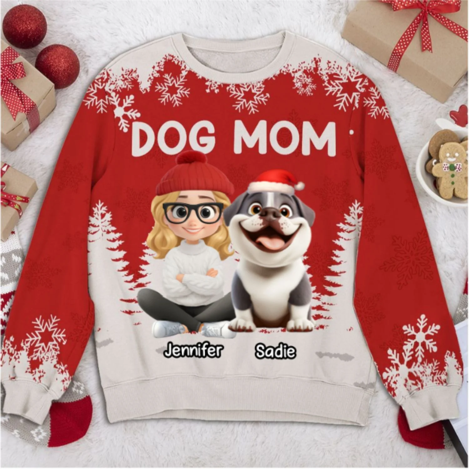 Christmas 2025 Dog Mom - Personalized Custom All-Over-Print Sweatshirt - Image 7