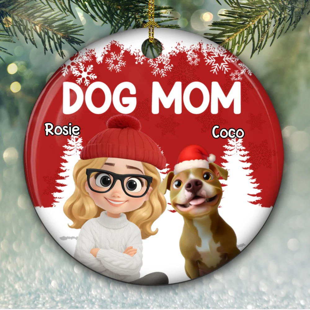 Christmas 2025 Dog Mom - Personalized Custom Ceramic Ornament - Image 5