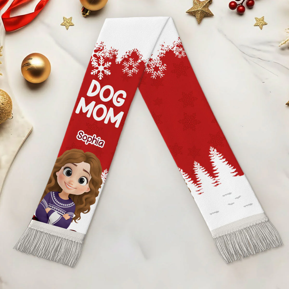 Christmas 2025 Dog Mom - Personalized Custom Scarf - Image 3
