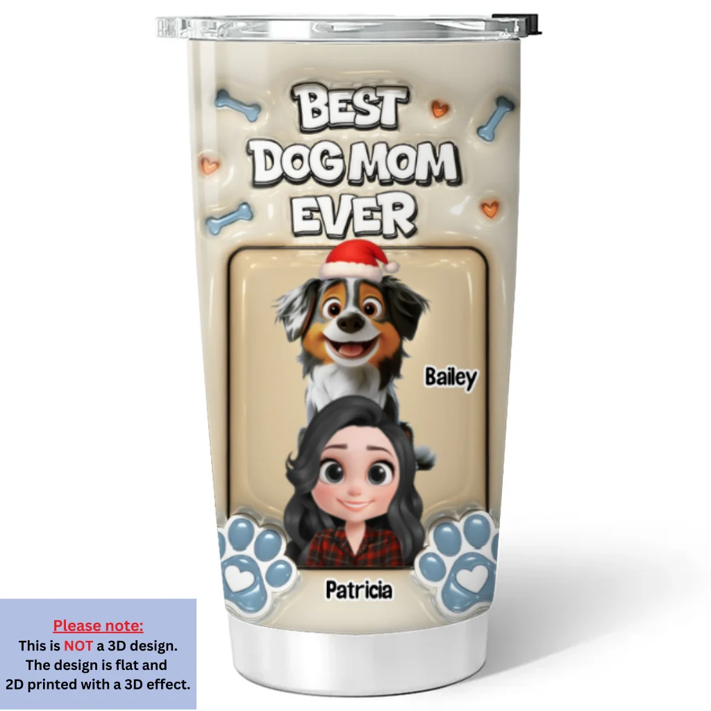 Christmas Charming Dog Mom - Personalized Custom 3D Inflated Effect Tumbler - Image 5