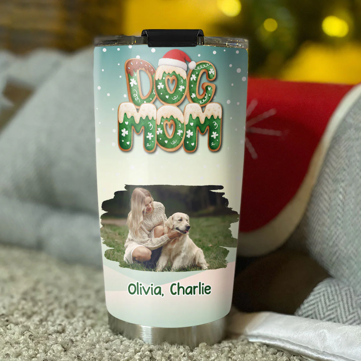 Christmas Cookie Photo - Personalized Custom 3D Inflated Effect Tumbler - Image 5