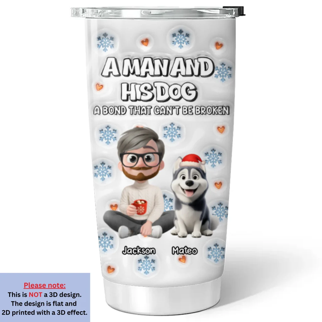 Christmas Day With Dog Dad Ver 2 - Personalized Custom 3D Inflated Effect Tumbler - Image 5