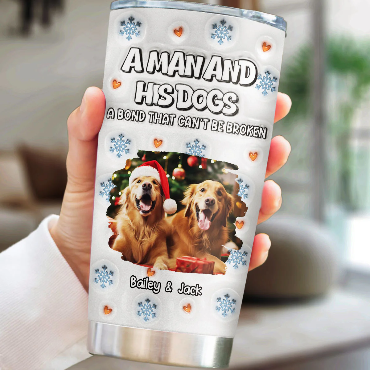 Christmas Day With Dog Dad Ver Photo 2 - Personalized Custom 3D Inflated Effect Tumbler - Image 4