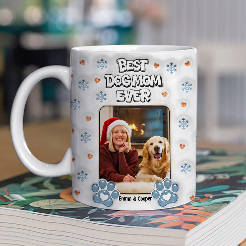 Christmas Day With Dog Mom Photo - Personalized Custom 3D Inflated Effect Mug - Image 2