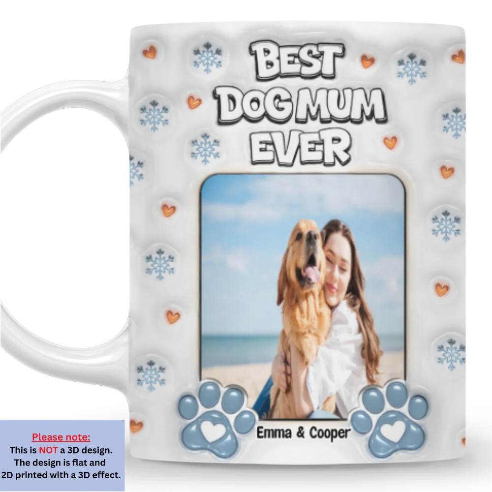 Christmas Day With Dog Mom Photo - Personalized Custom 3D Inflated Effect Mug - Image 8