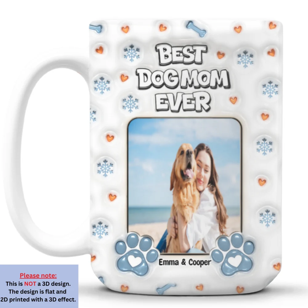 Christmas Day With Dog Mom Photo - Personalized Custom 3D Inflated Effect Mug - Image 9
