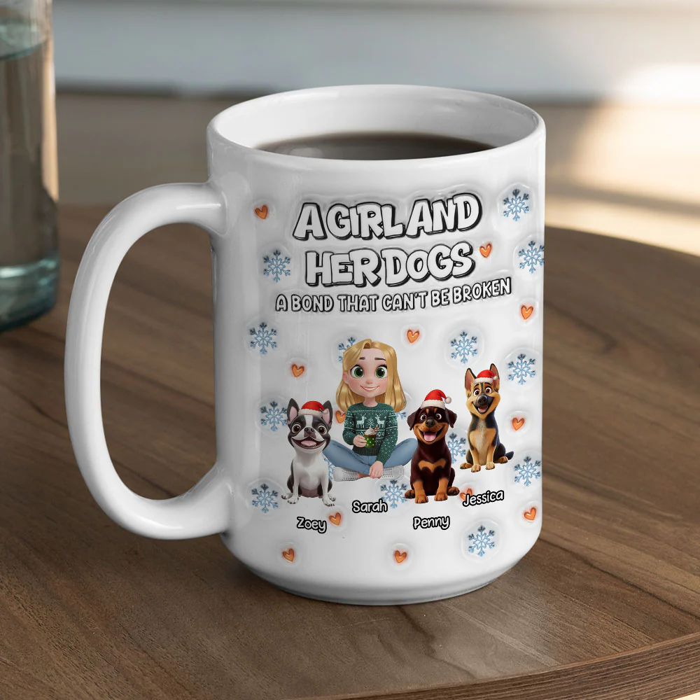 Christmas Day With Dog Mom Ver 2 - Personalized Custom 3D Inflated Effect Mug - Image 5