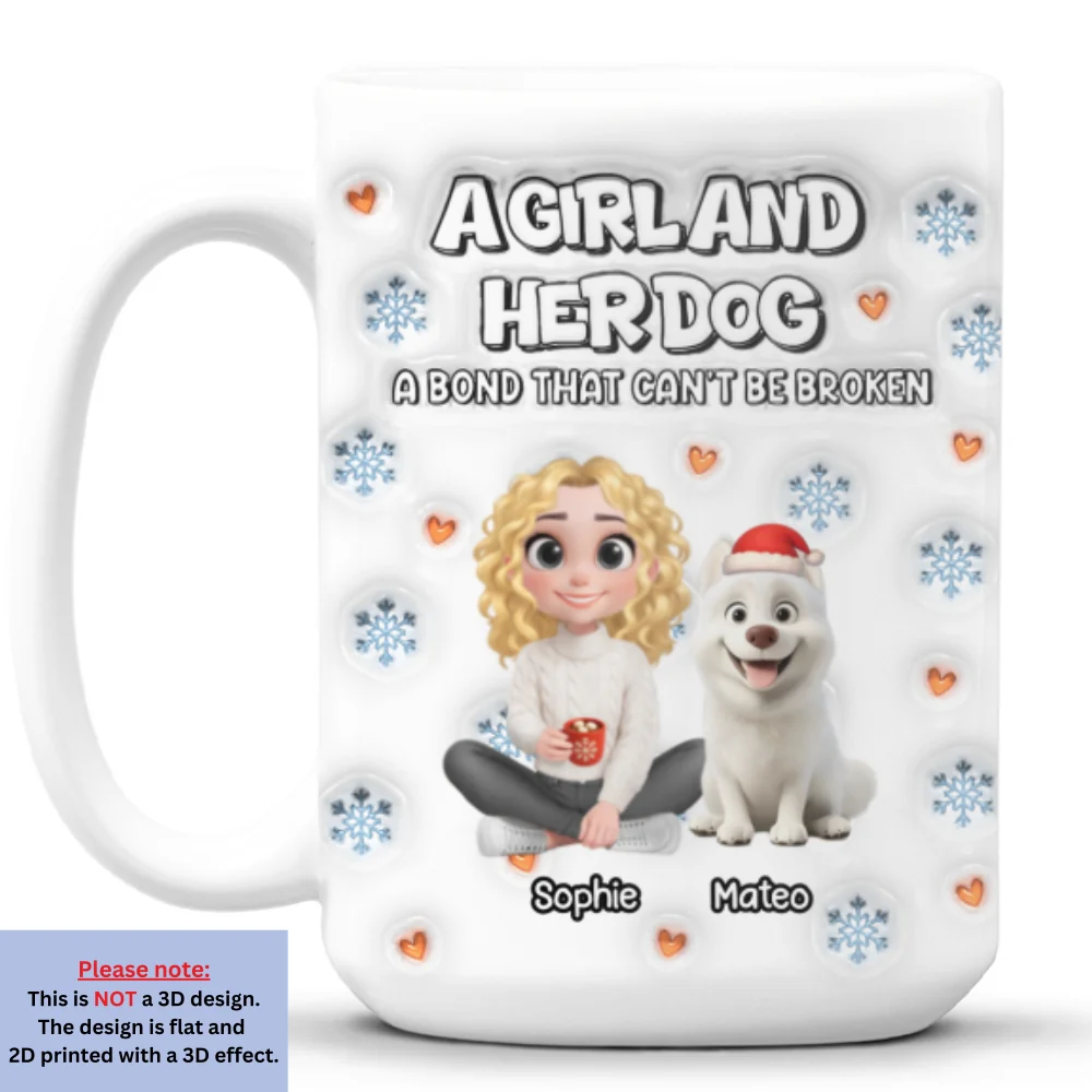 Christmas Day With Dog Mom Ver 2 - Personalized Custom 3D Inflated Effect Mug - Image 8