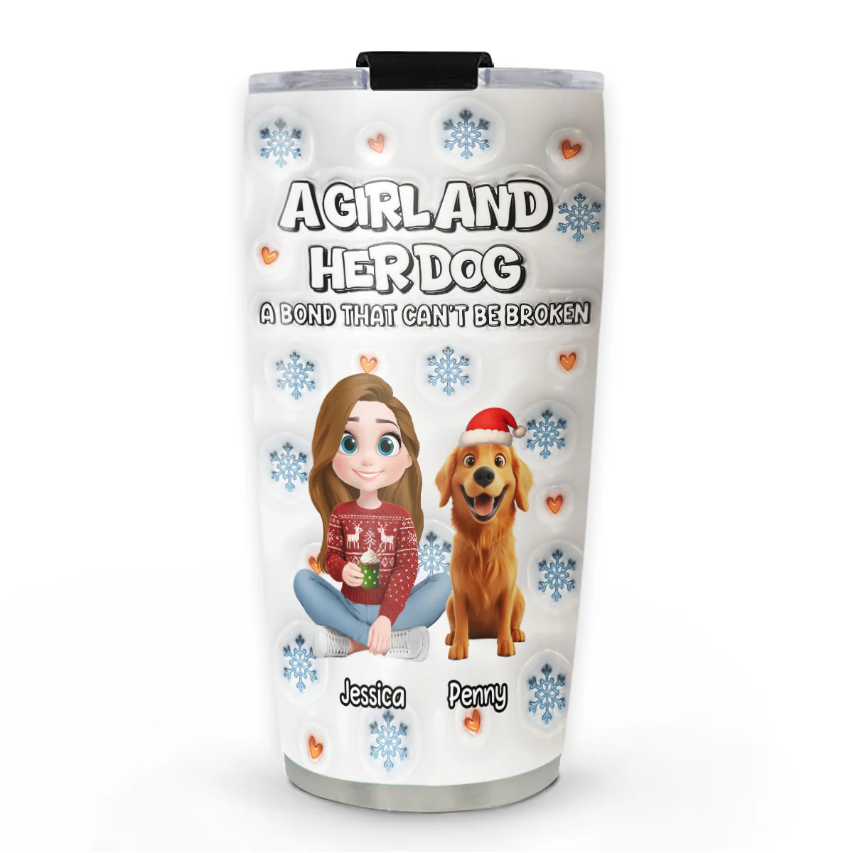 Christmas Day With Dog Mom Ver 2 - Personalized Custom 3D Inflated Effect Tumbler
