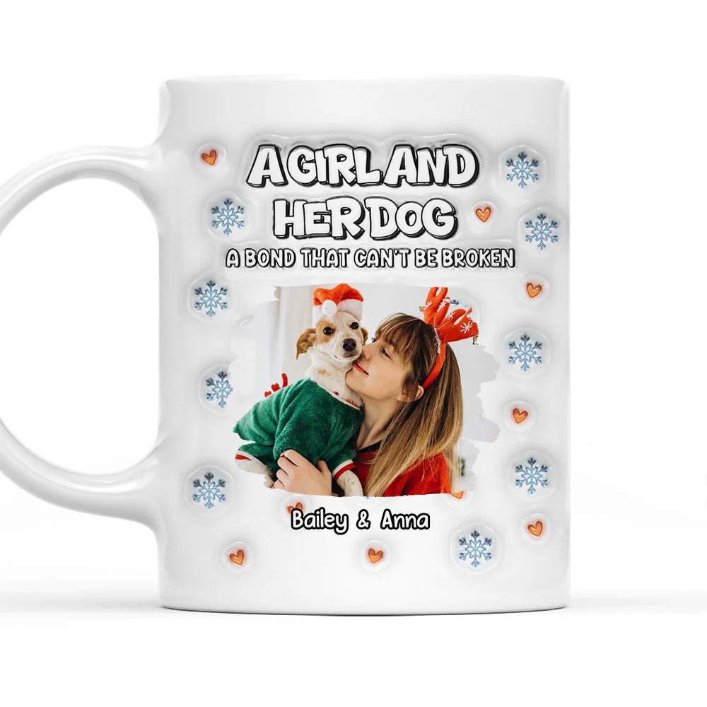 Christmas Day With Dog Mom Ver Photo 2 - Personalized Custom 3D Inflated Effect Mug