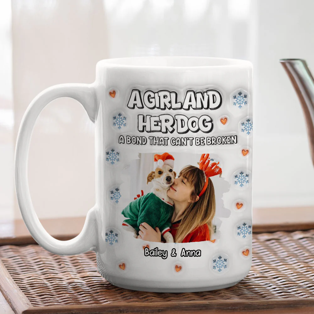 Christmas Day With Dog Mom Ver Photo 2 - Personalized Custom 3D Inflated Effect Mug - Image 3