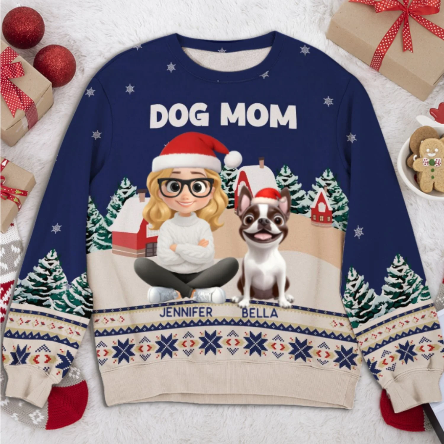 Christmas Dog Mom - Personalized Custom All-Over-Print Sweatshirt - Image 6