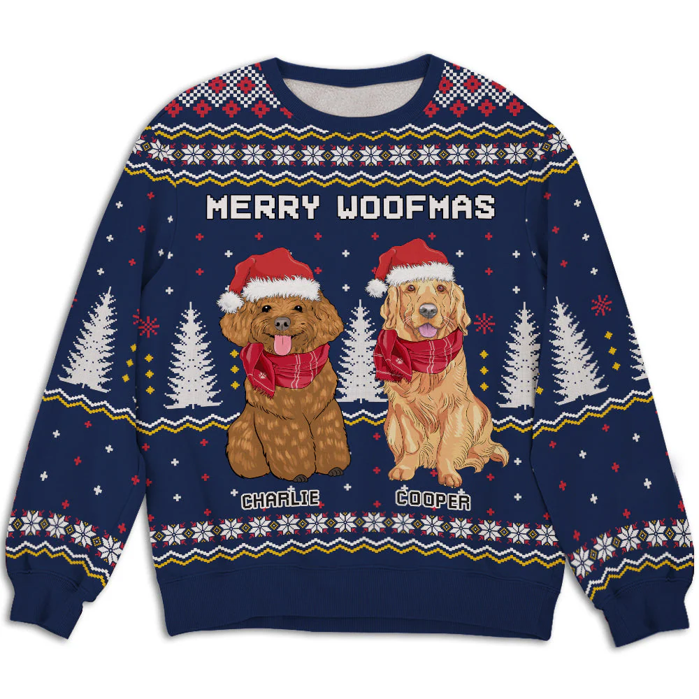 Christmas Dog Pattern - Personalized Custom All-Over-Print Sweatshirt - Image 2