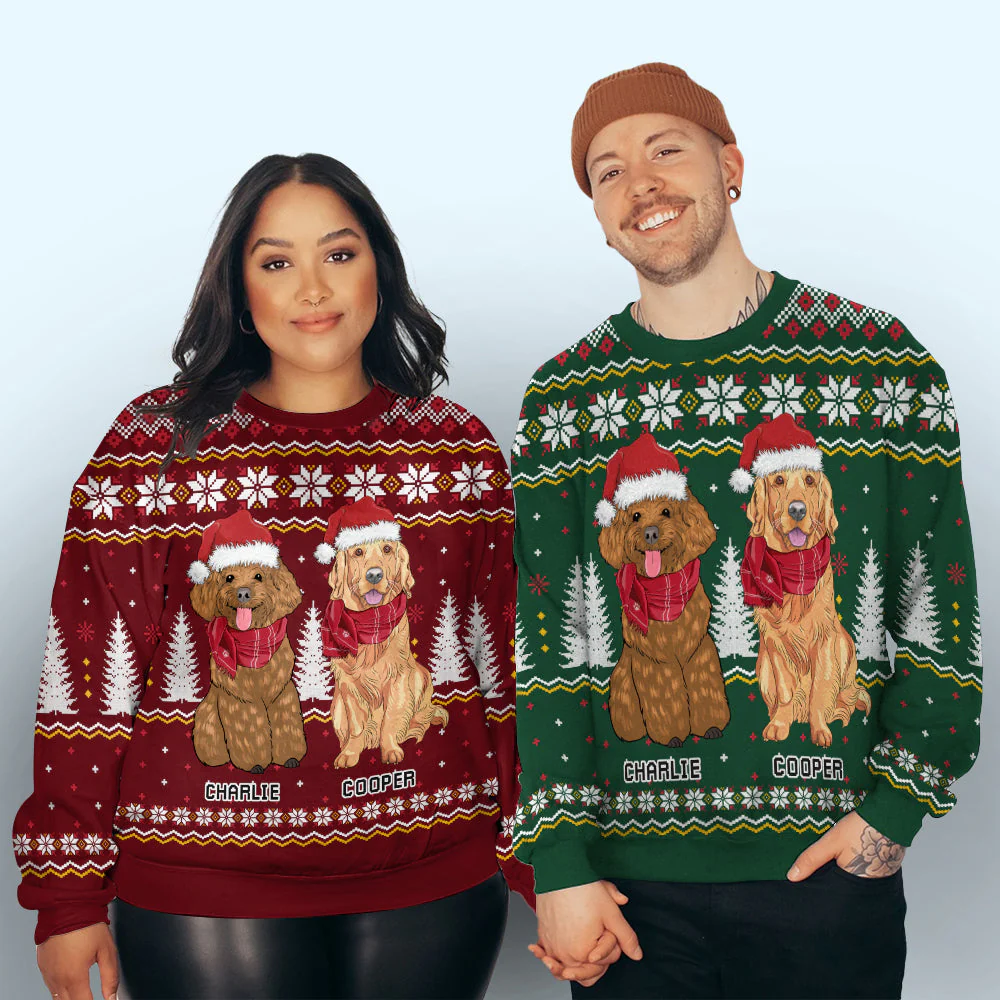Christmas Dog Pattern - Personalized Custom All-Over-Print Sweatshirt - Image 4