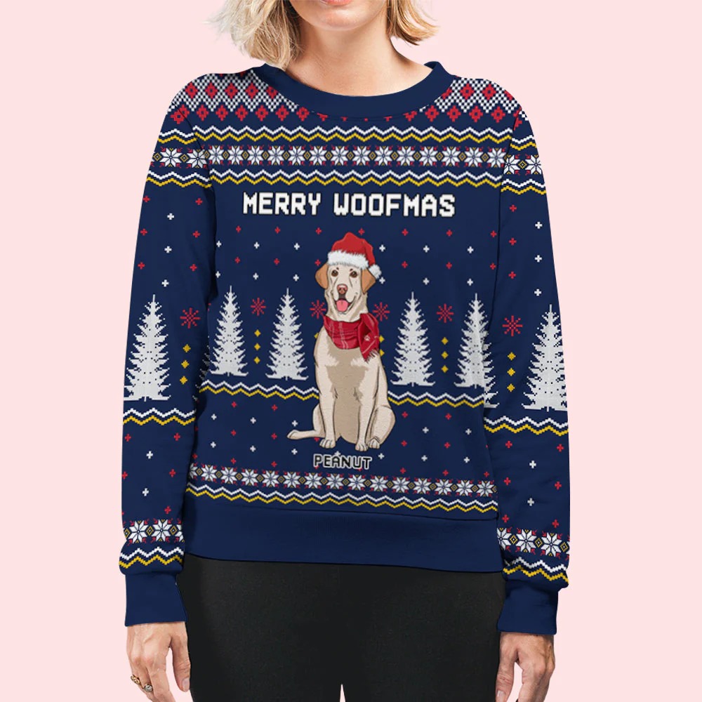 Christmas Dog Pattern - Personalized Custom All-Over-Print Sweatshirt - Image 5