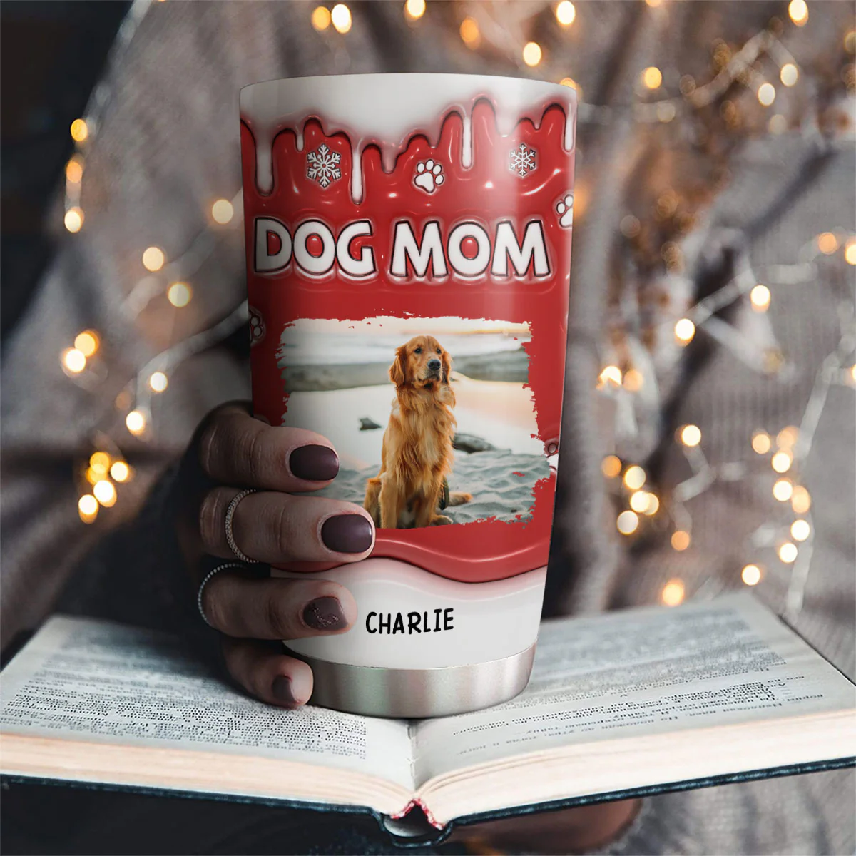 Christmas Mom Of Dogs Photo - Personalized Custom 3D Inflated Effect Tumbler - Image 2
