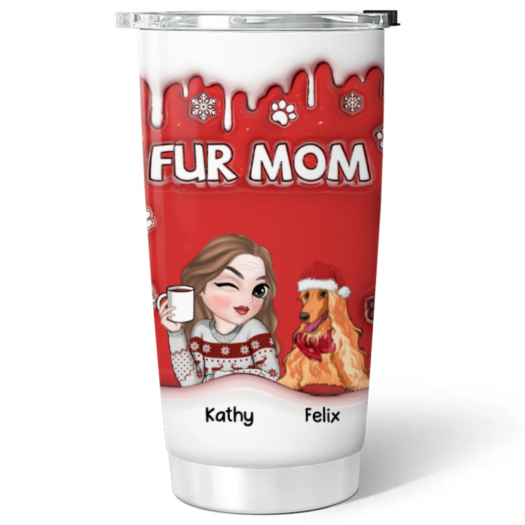Christmas Mom Of Pets - Personalized Custom 3D Inflated Effect Tumbler - Image 5