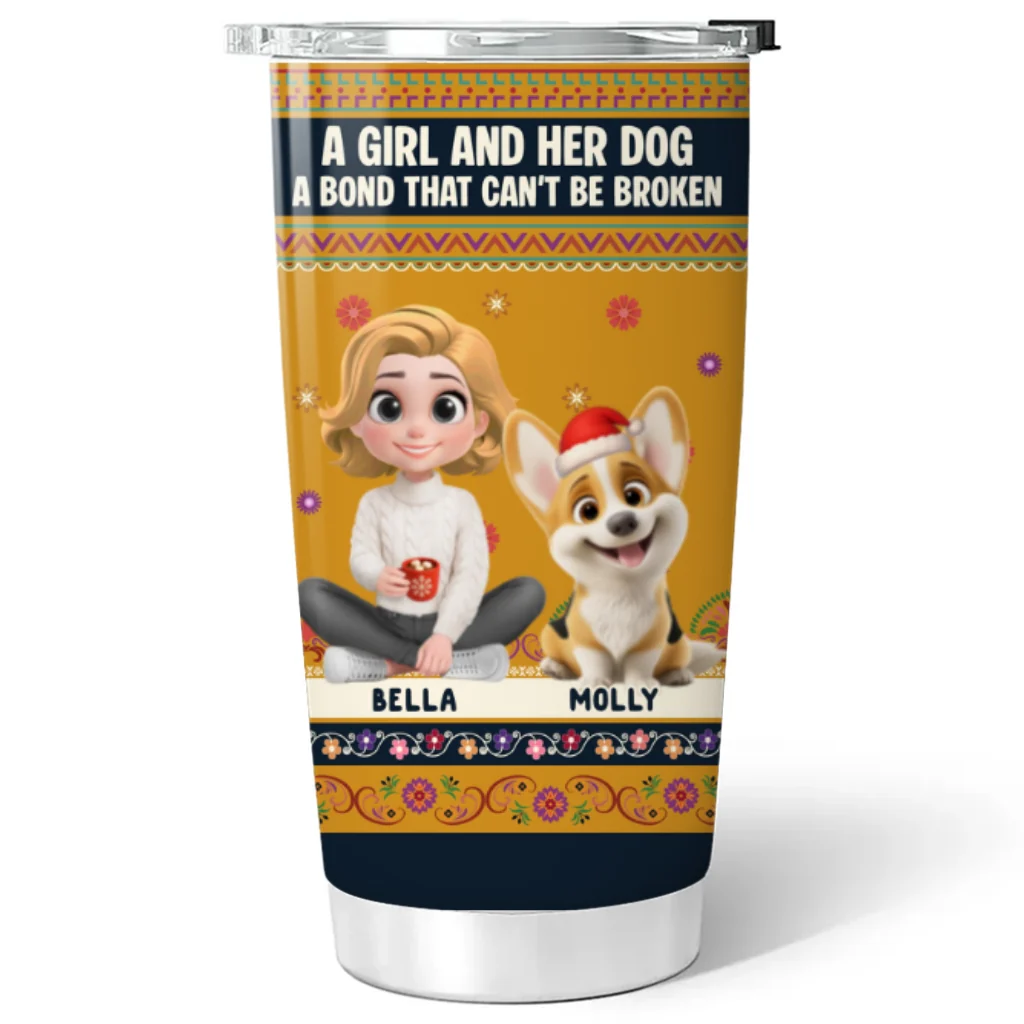 Christmas Pattern Dog Mom - Personalized Custom Tumbler - Image 6