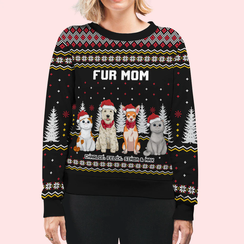 Christmas Pet Pattern - Personalized Custom All-Over-Print Sweatshirt - Image 6