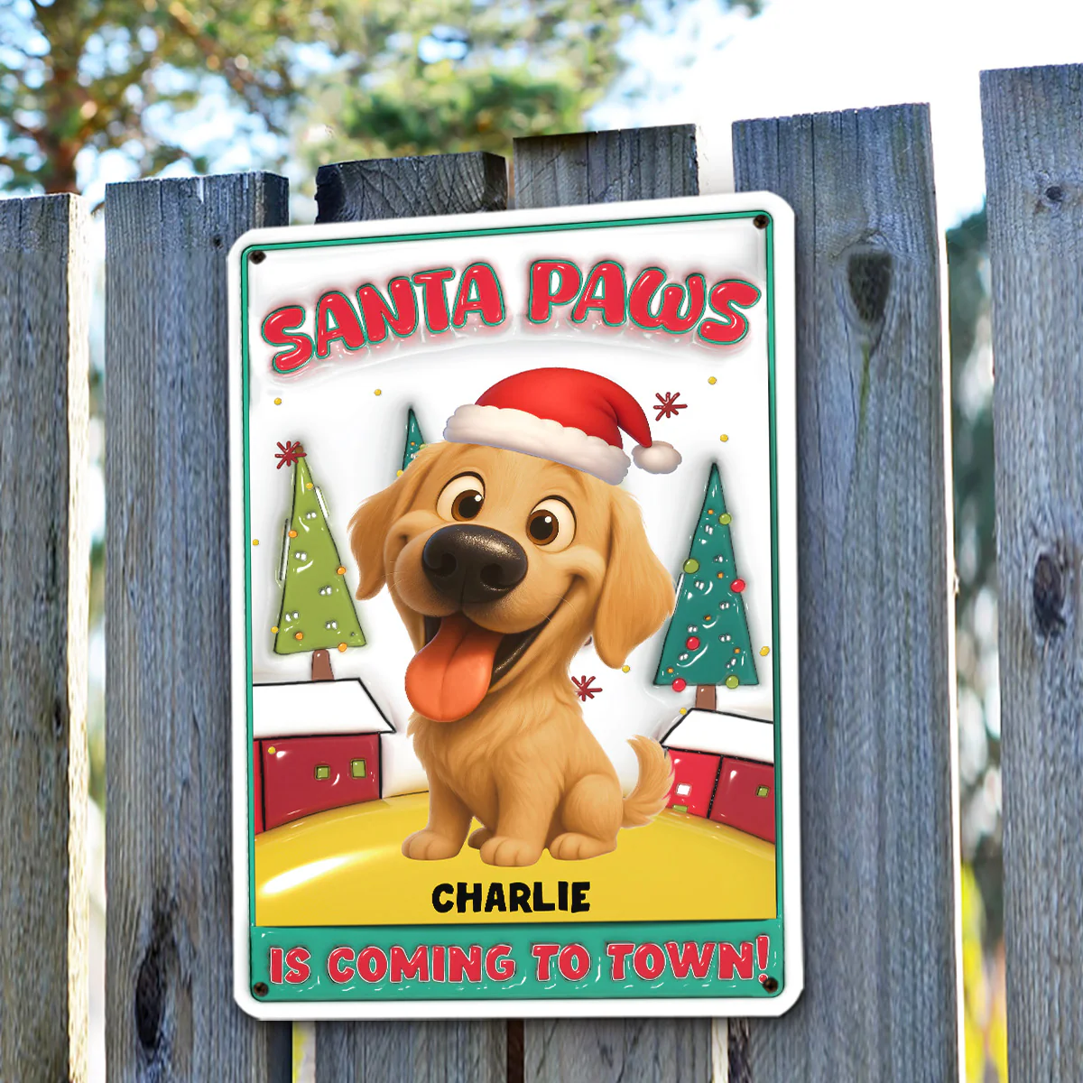 Christmas Town - Personalized Custom 3D Inflated Effect Metal Sign - Image 3