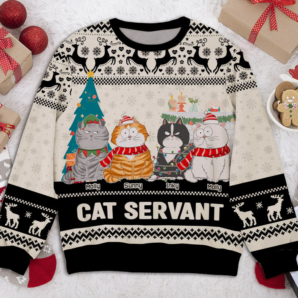 Christmas With Cats - Personalized Custom All-Over-Print Sweatshirt - Image 4