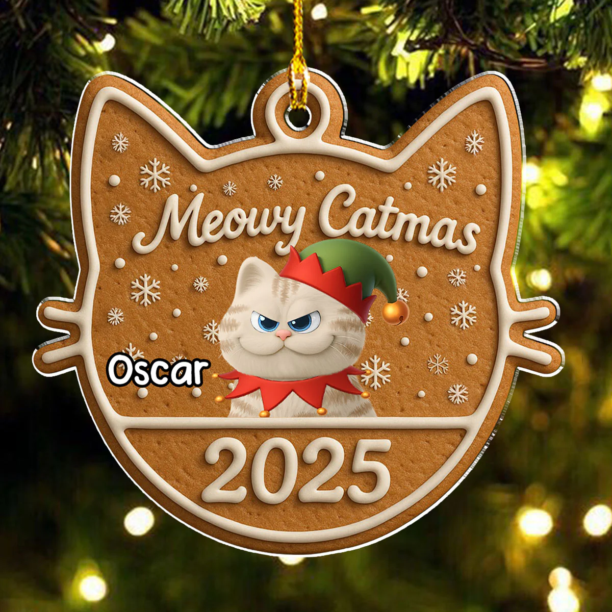 Chunky Catmas - Personalized Custom Acrylic Ornament - Image 4