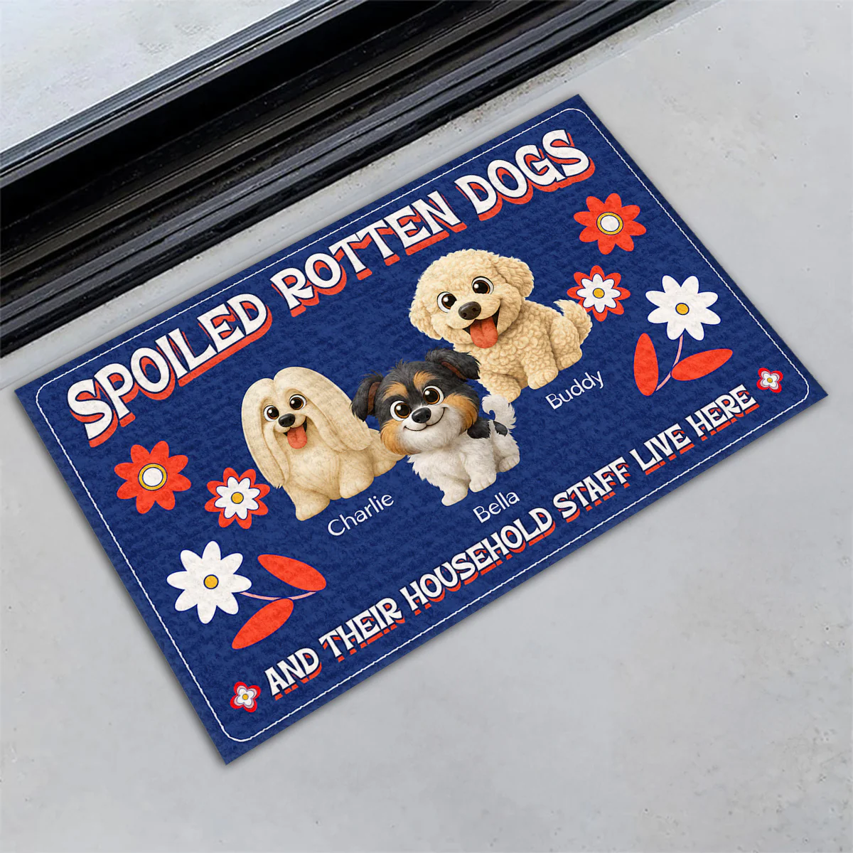 Chunky Dog With His Staff - Personalized Custom Doormat - Image 3