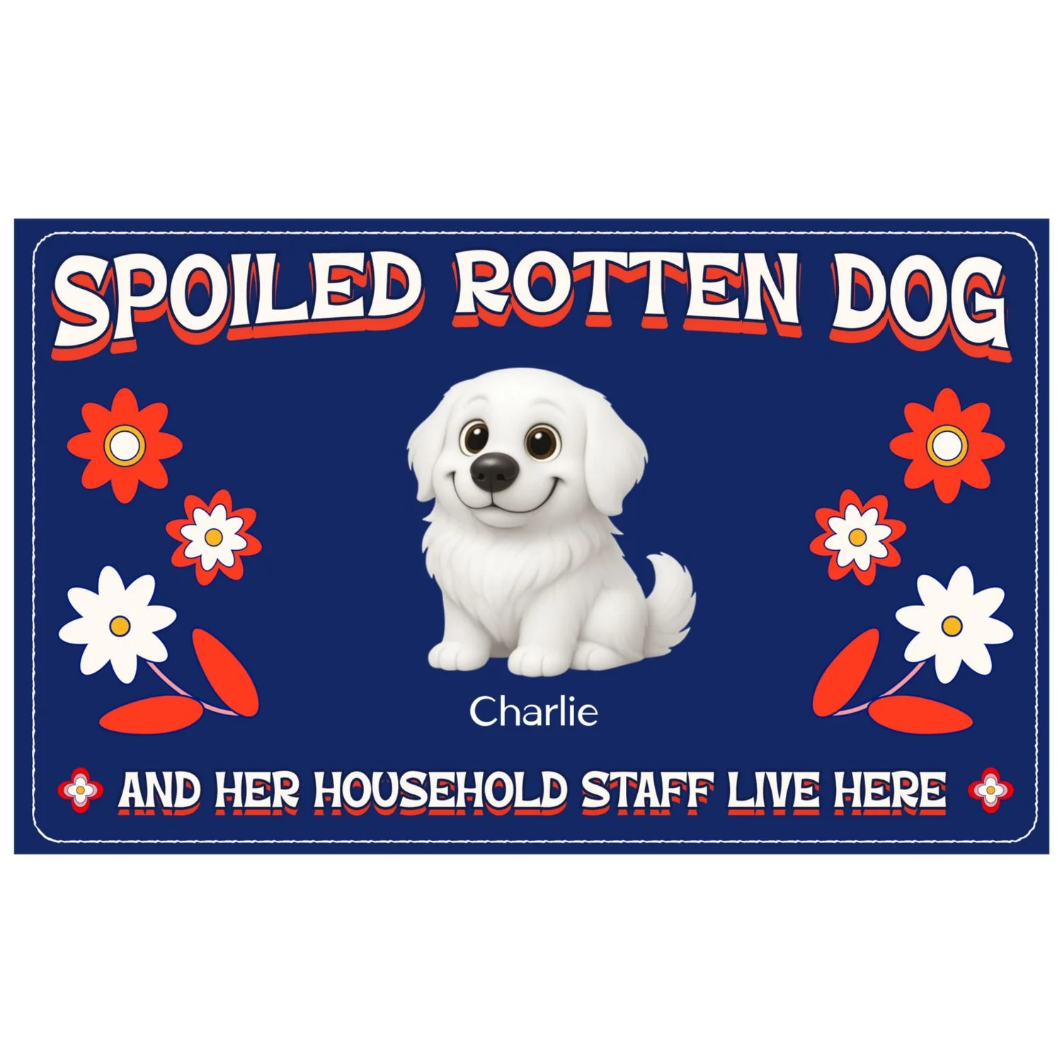 Chunky Dog With His Staff - Personalized Custom Doormat - Image 5