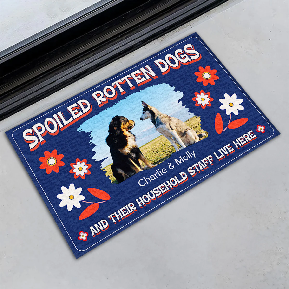 Chunky Dog With His Staff Photo - Personalized Custom Doormat - Image 4