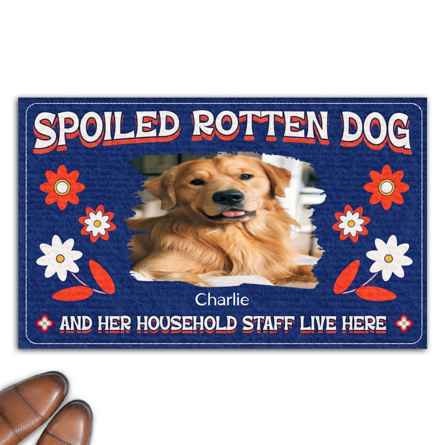 Chunky Dog With His Staff Photo - Personalized Custom Doormat - Image 6