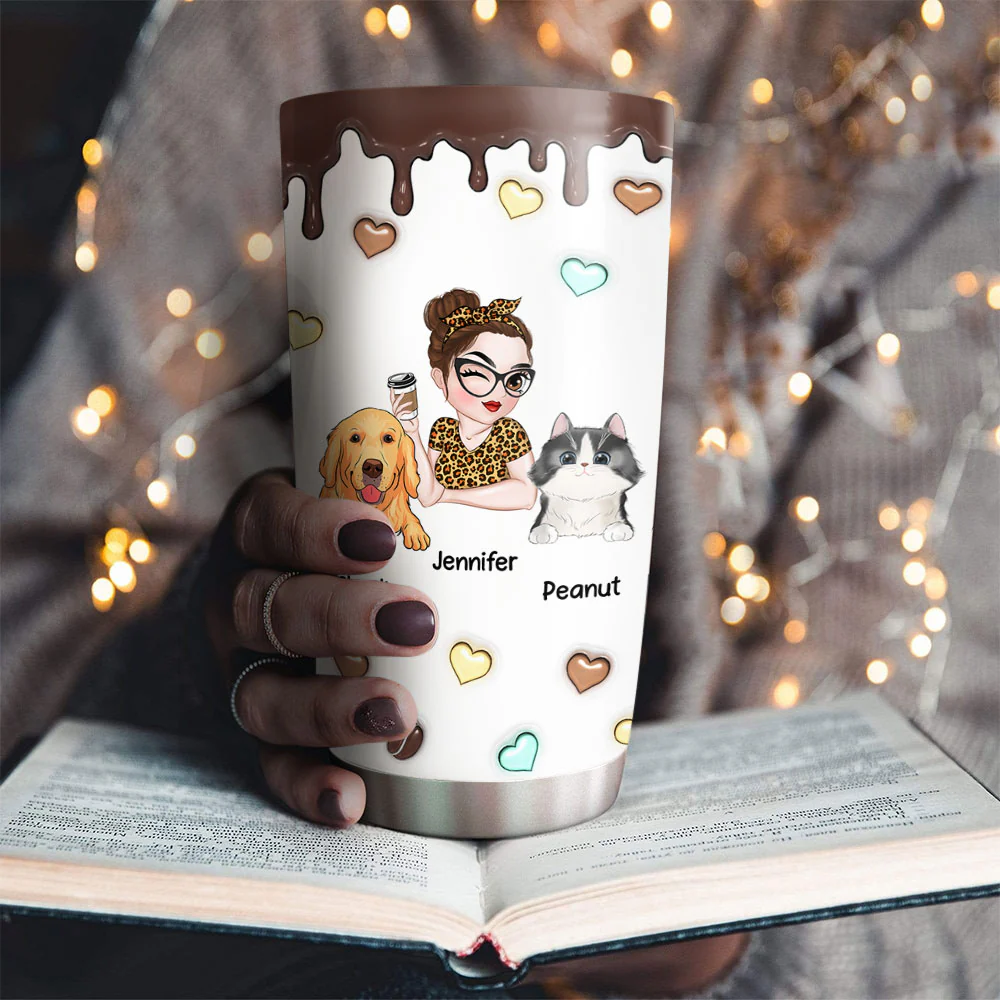 Coffee And Pet - Personalized Custom 3D Inflated Tumbler - Image 2