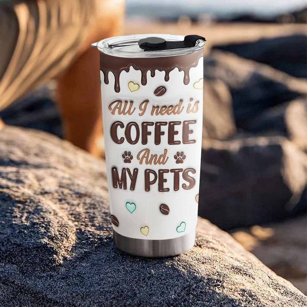 Coffee And Pet - Personalized Custom 3D Inflated Tumbler - Image 3