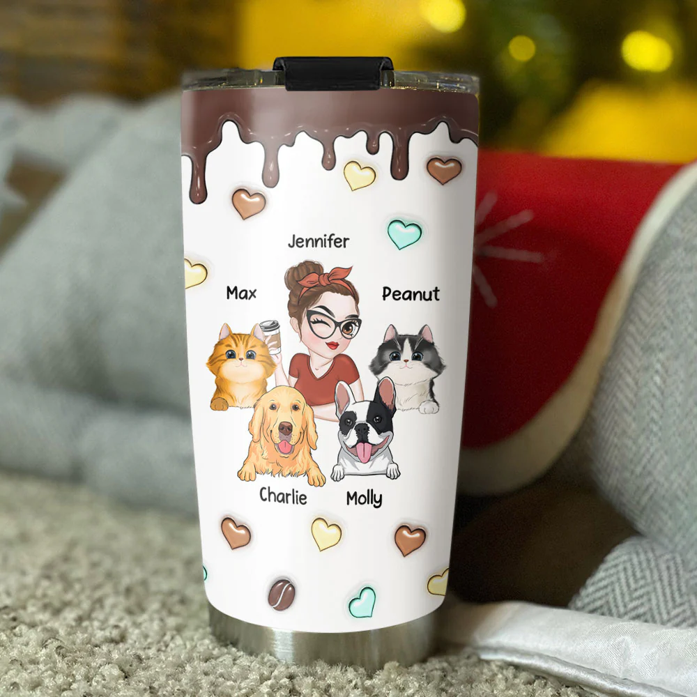 Coffee And Pet - Personalized Custom 3D Inflated Tumbler - Image 4