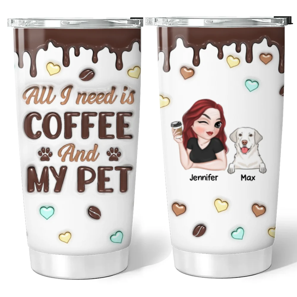 Coffee And Pet - Personalized Custom 3D Inflated Tumbler - Image 5