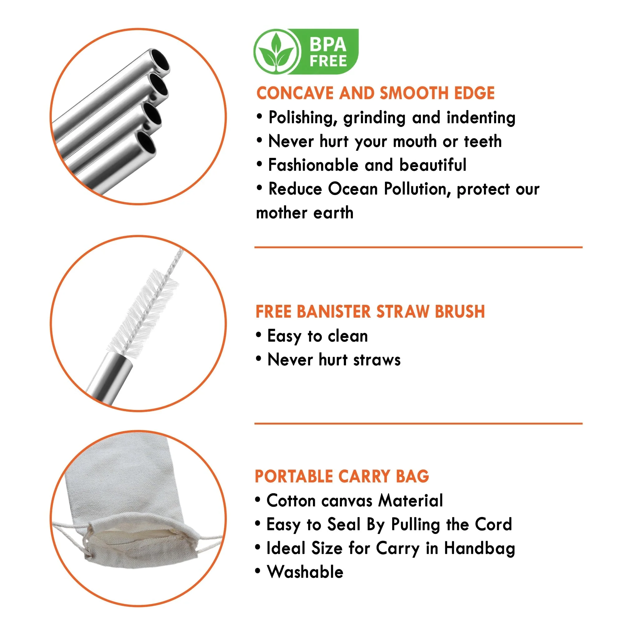 Combo Stainless Steel Straw and Cleaning Brushes - Image 3