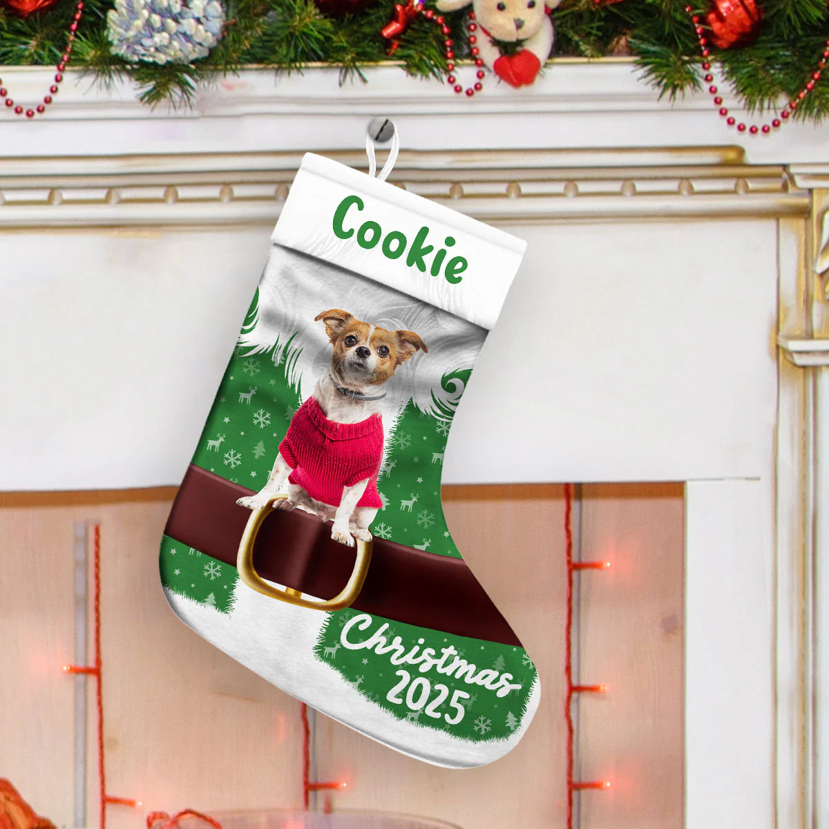 Coming Here Christmas Photo - Personalized Custom Christmas Stocking - Image 2