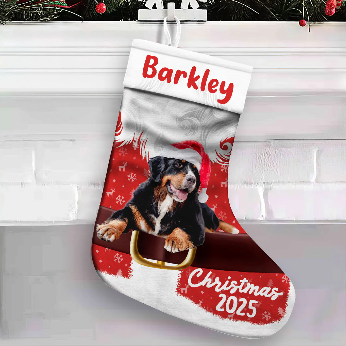 Coming Here Christmas Photo - Personalized Custom Christmas Stocking - Image 3