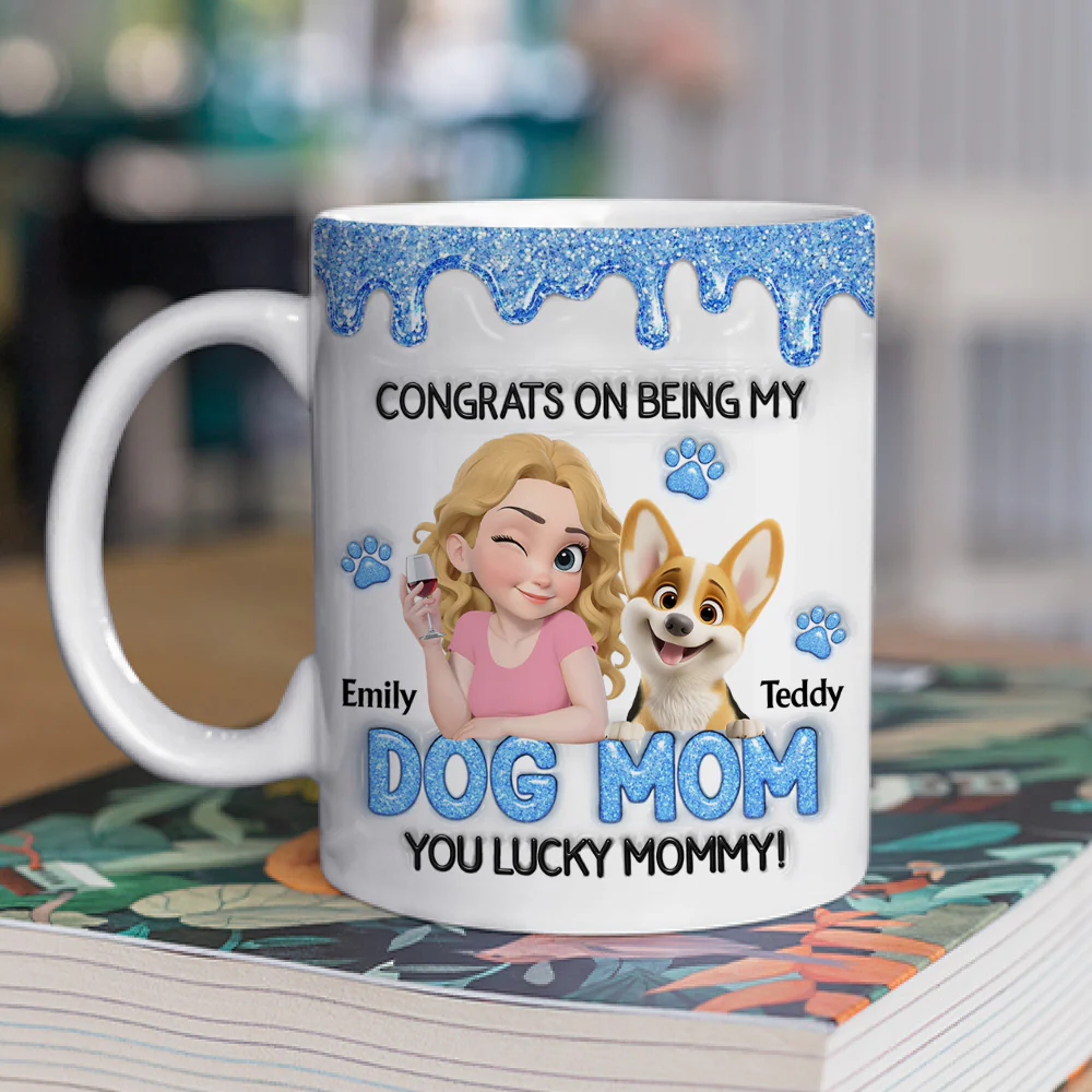 Congrats On Being My Best Dog Mom - Personalized Custom 3D Inflated Effect Mug - Image 2