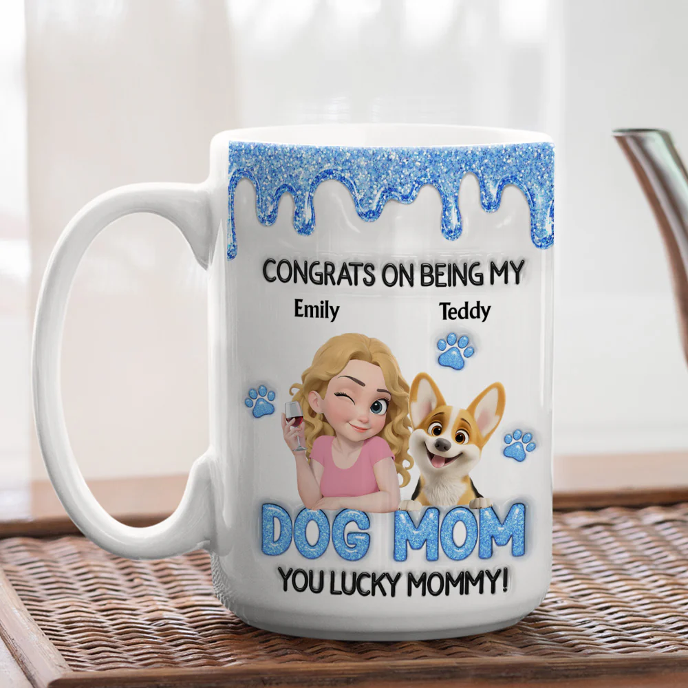 Congrats On Being My Best Dog Mom - Personalized Custom 3D Inflated Effect Mug - Image 4