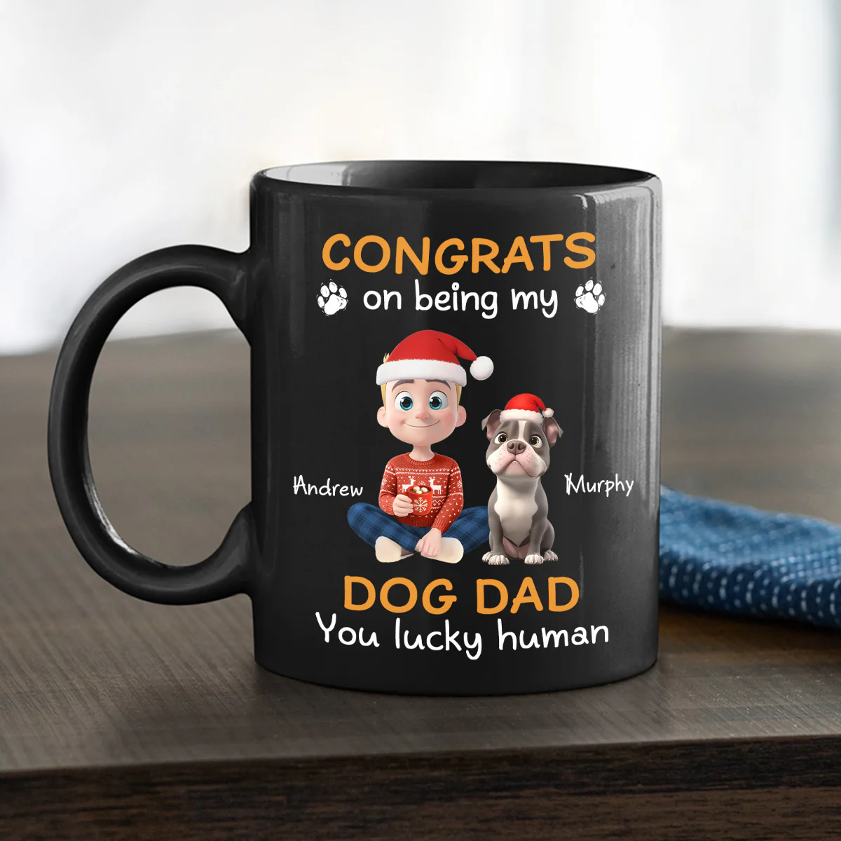 Congrats On Being Our Dad Cartoon - Personalized Custom Coffee Mug - Image 2