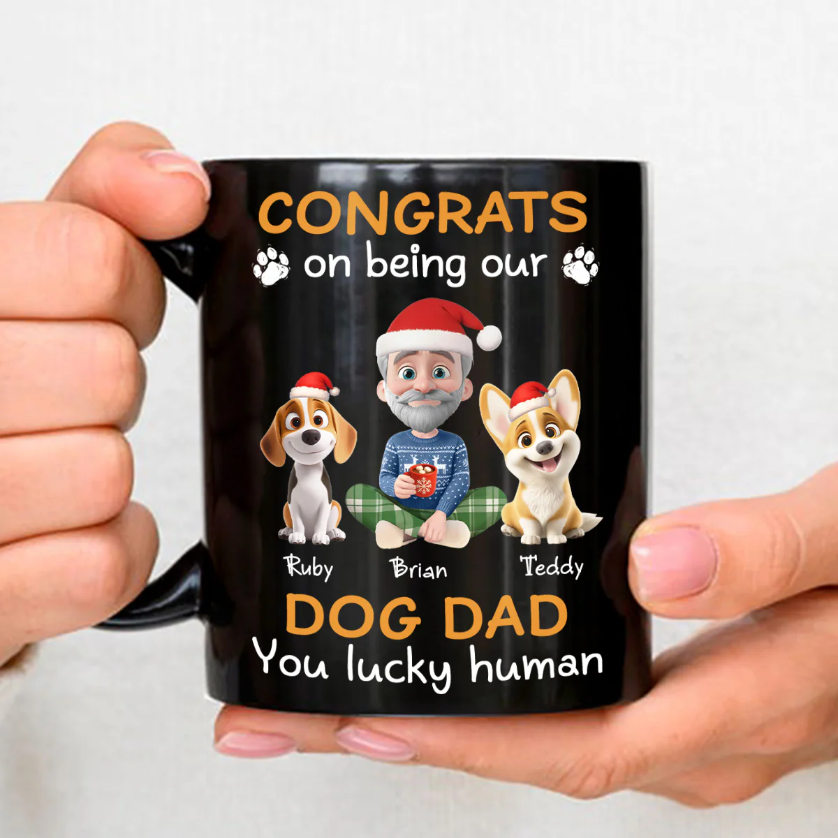 Congrats On Being Our Dad Cartoon - Personalized Custom Coffee Mug - Image 3