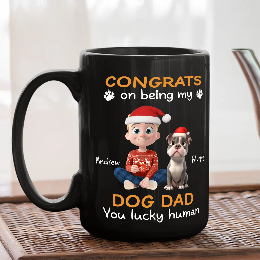 Congrats On Being Our Dad Cartoon - Personalized Custom Coffee Mug - Image 4