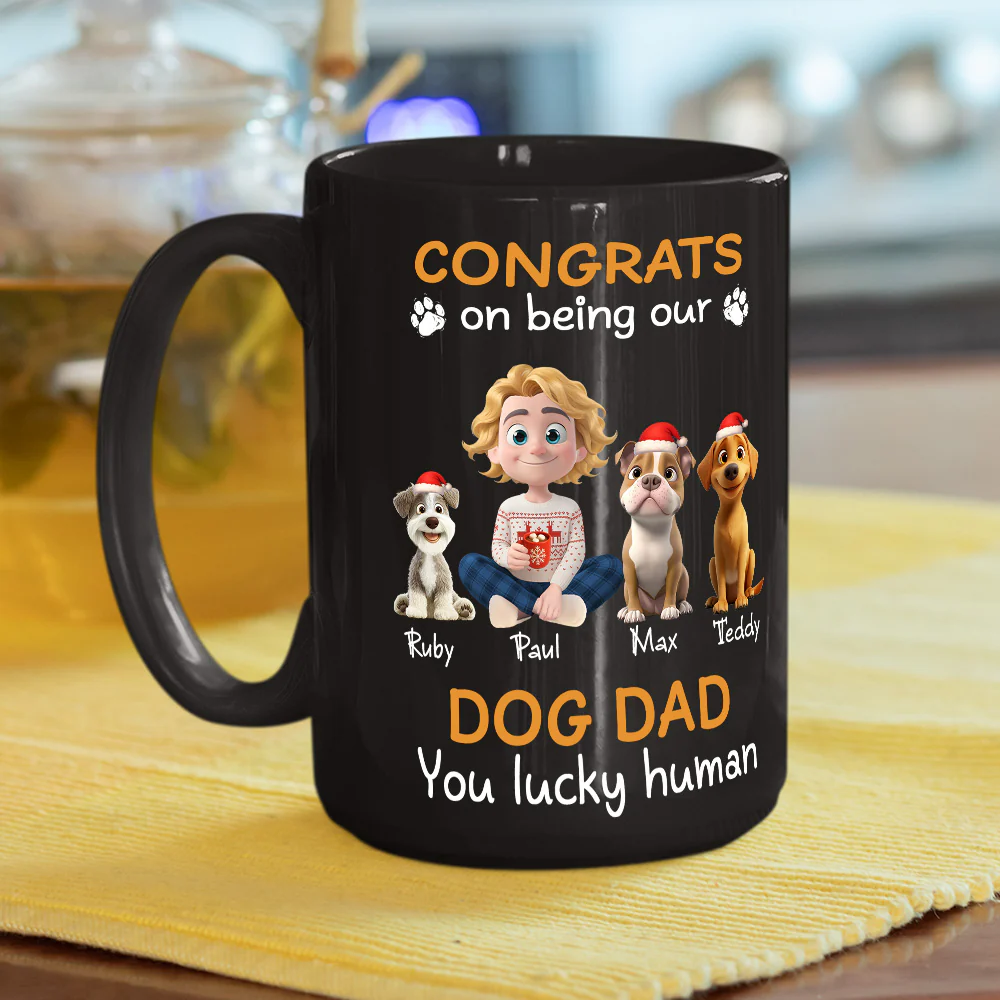Congrats On Being Our Dad Cartoon - Personalized Custom Coffee Mug - Image 5