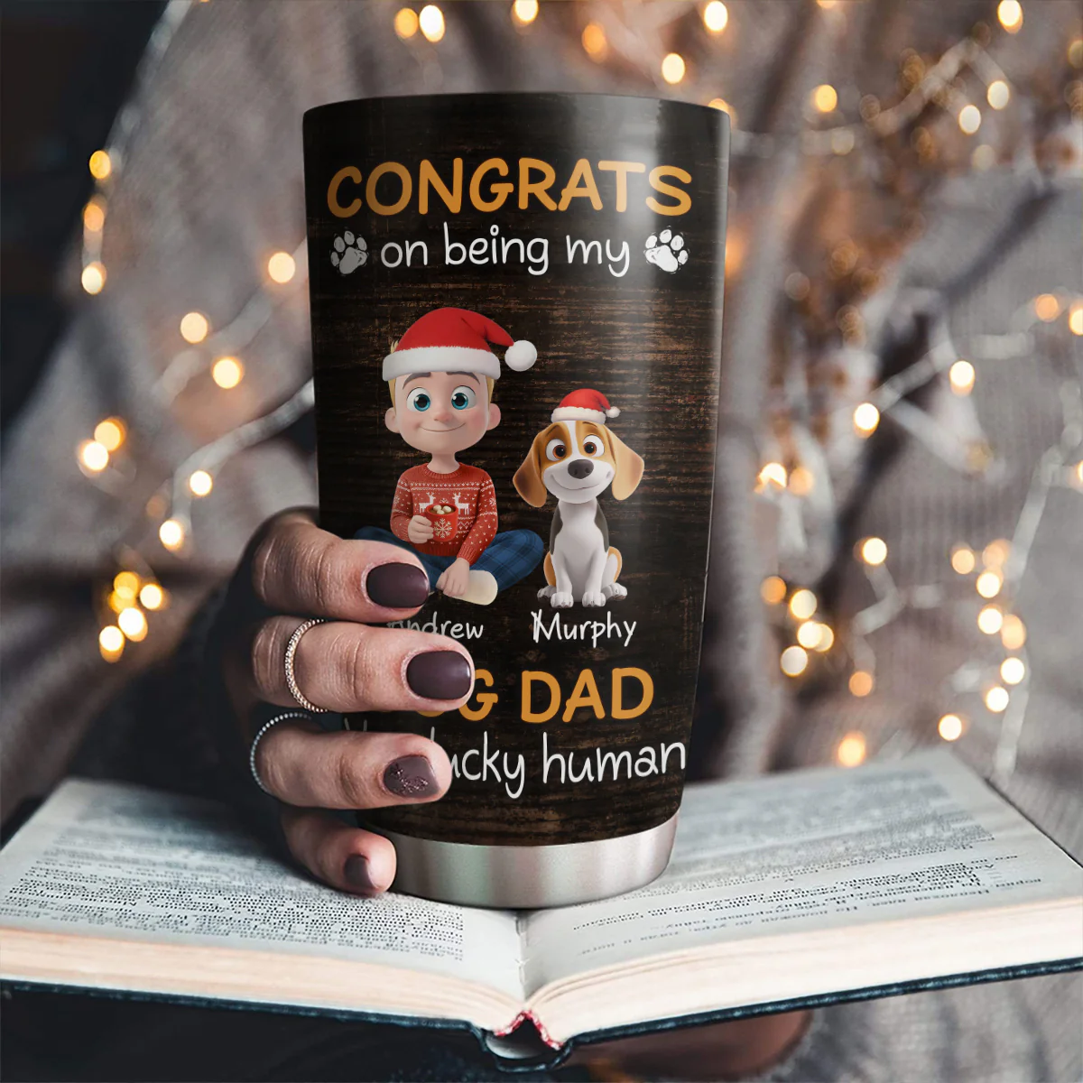 Congrats On Being Our Dad Cartoon - Personalized Custom Tumbler - Image 2