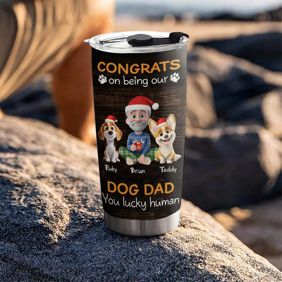 Congrats On Being Our Dad Cartoon - Personalized Custom Tumbler - Image 3