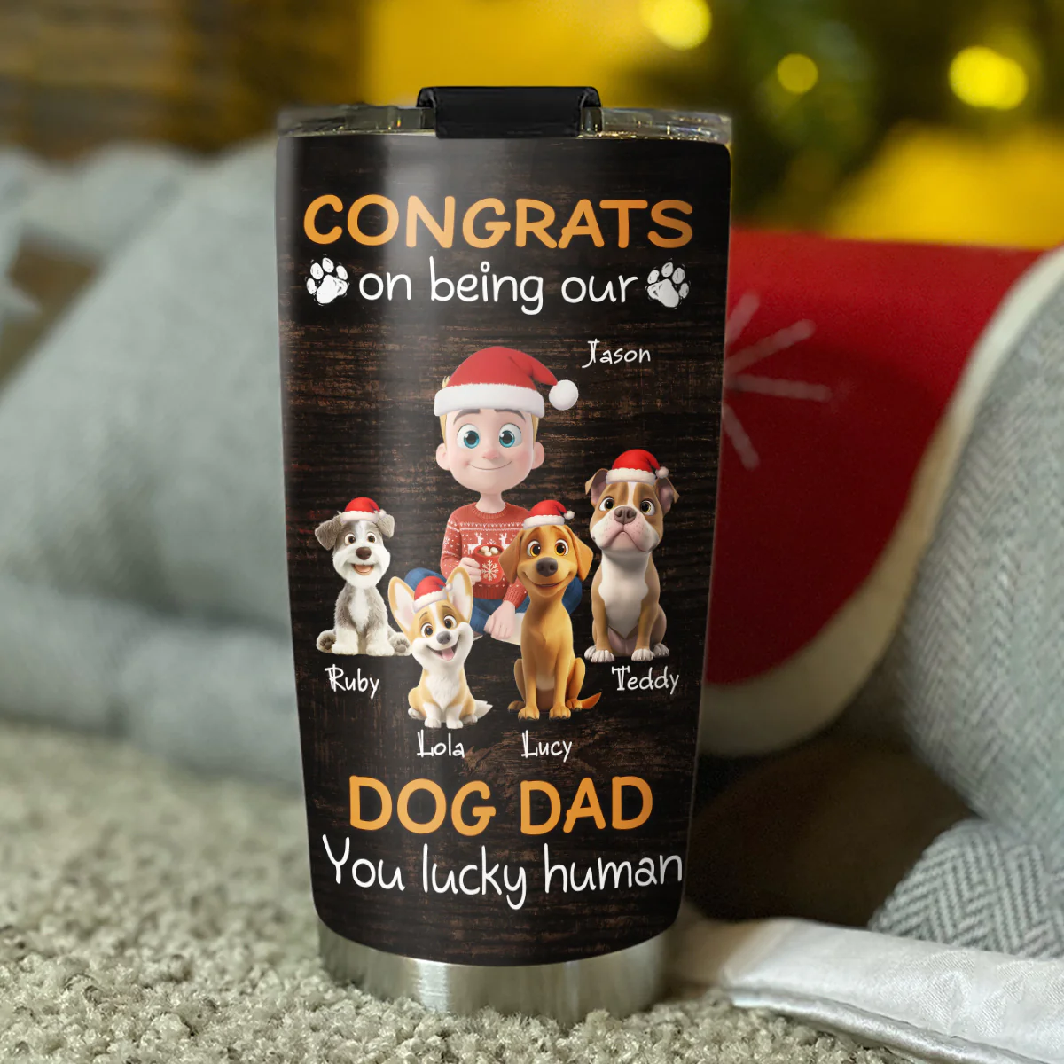 Congrats On Being Our Dad Cartoon - Personalized Custom Tumbler - Image 4