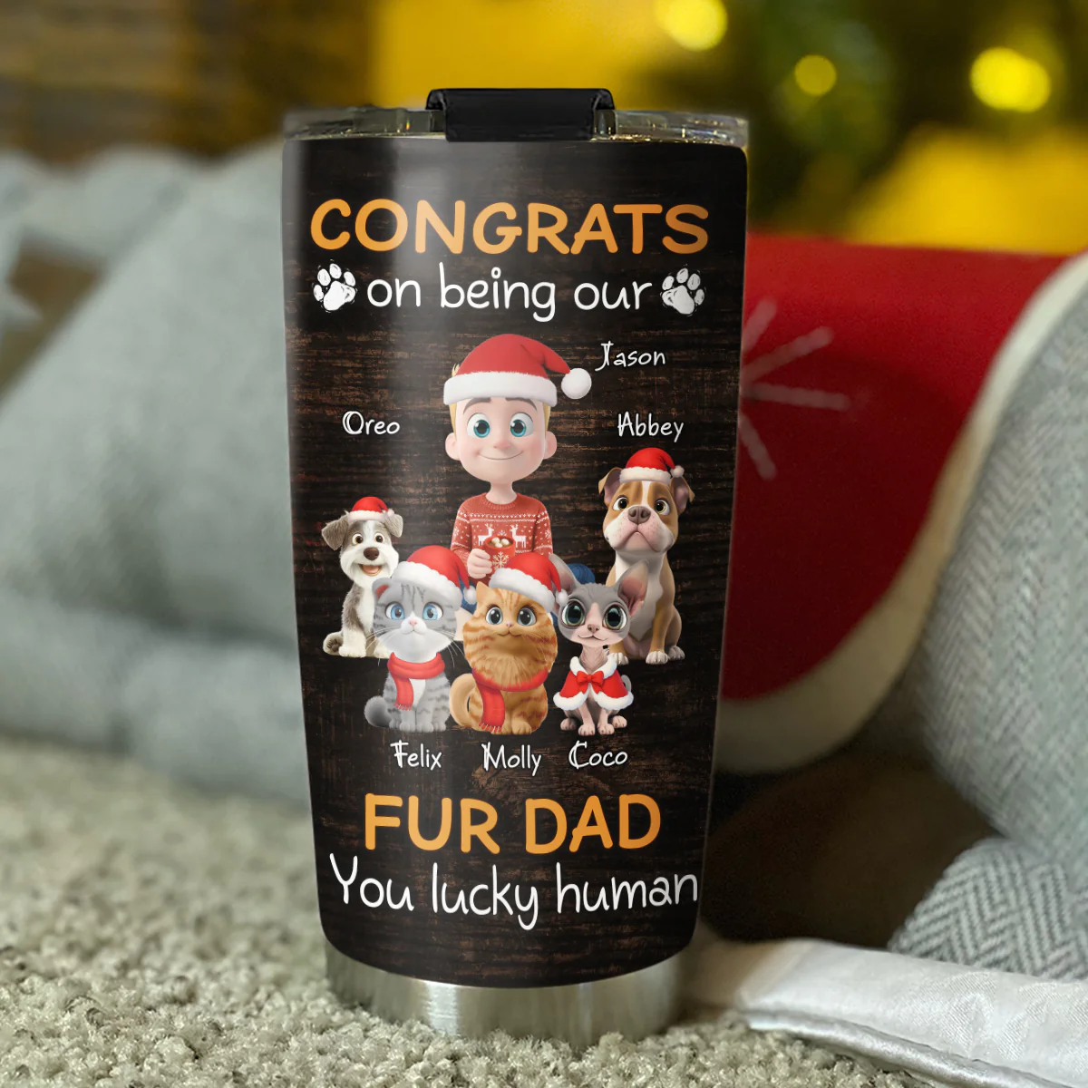Congrats On Being Our Dad Cartoon Ver Pet - Personalized Custom Tumbler - Image 2