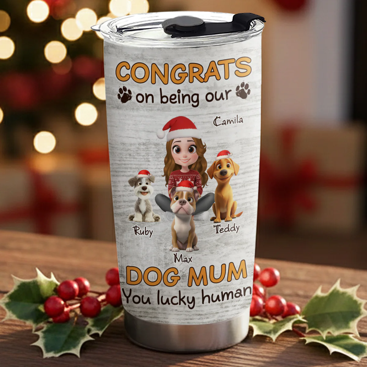 Congrats On Being Our Mom Cartoon - Personalized Custom Tumbler - Image 3