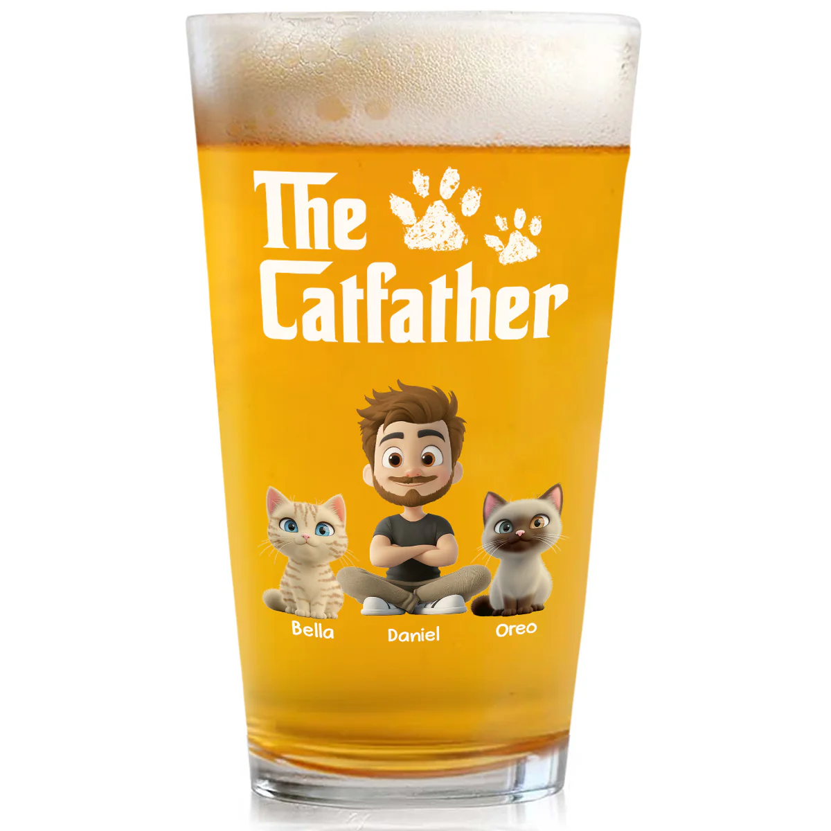 Cool Cat Father - Personalized Custom Beer Glass